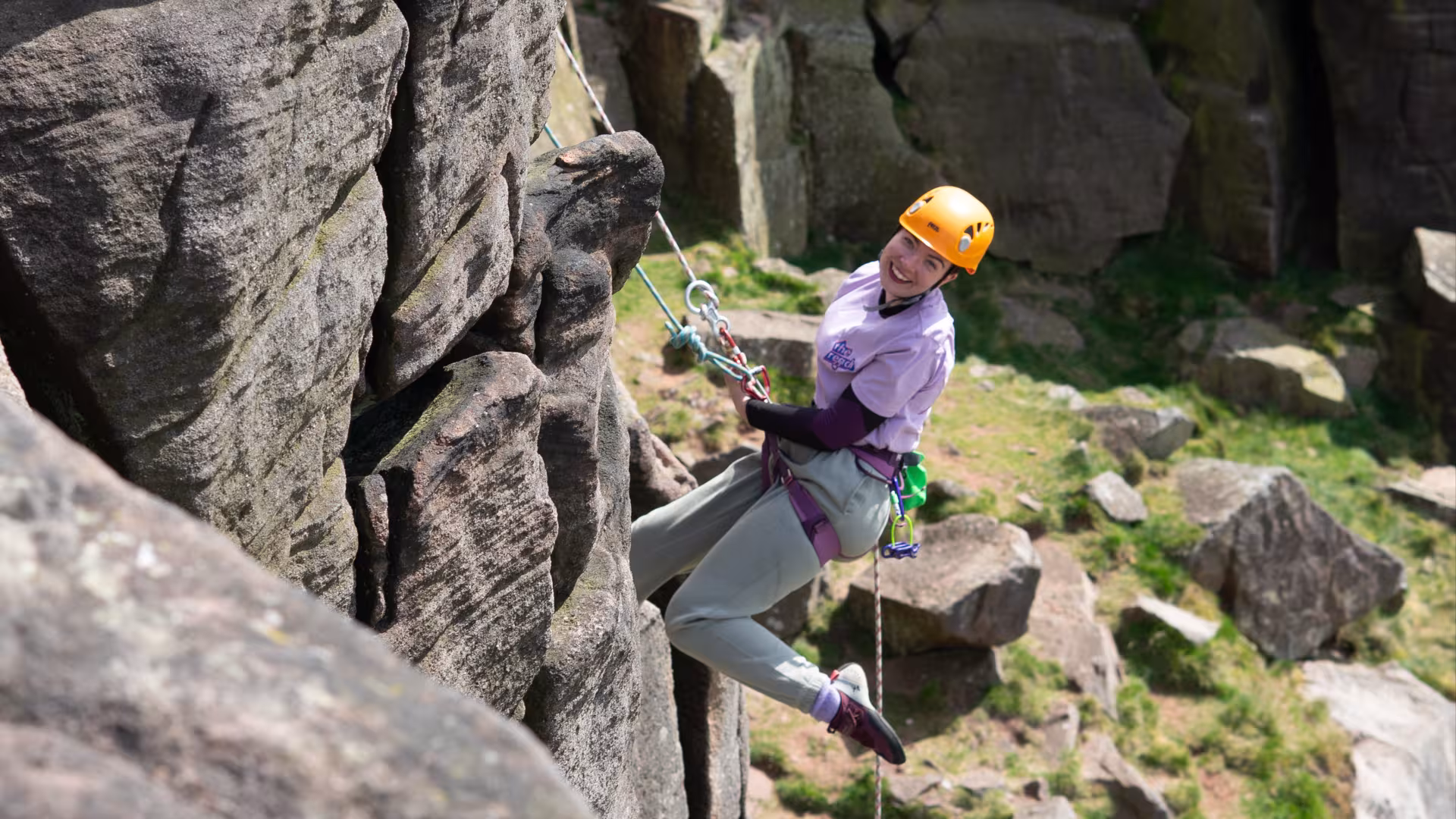 Abseiling outside